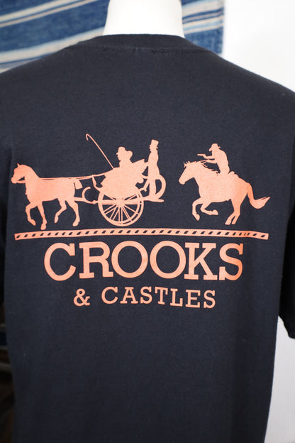 Z177 / 2000's USED CROOKS Print T-Shirt Good Print