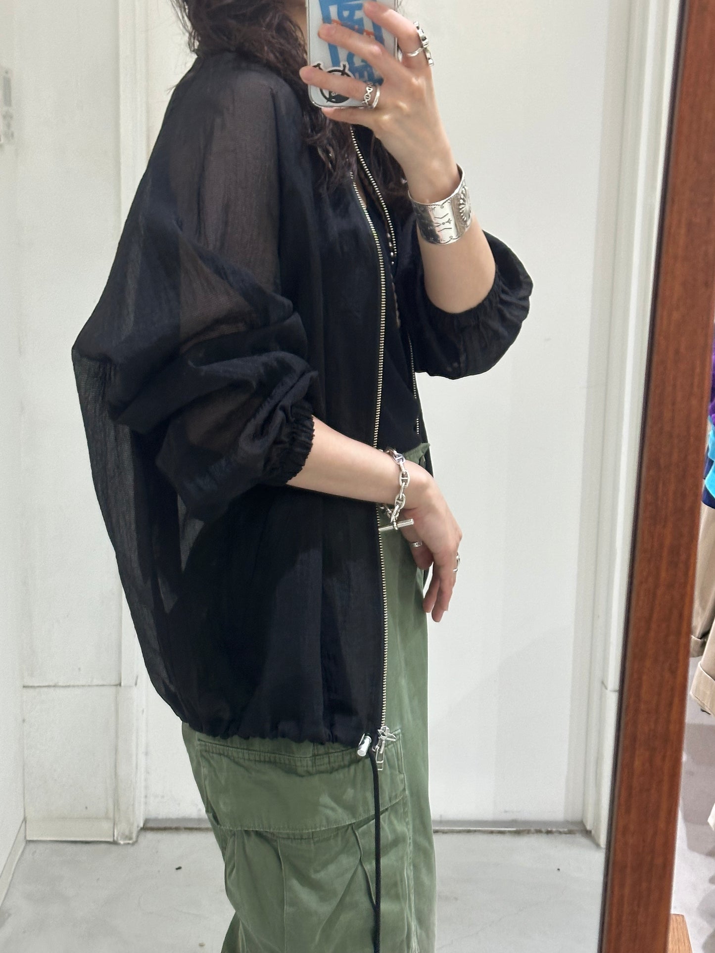 HOWIE Sheer Blouson (black)