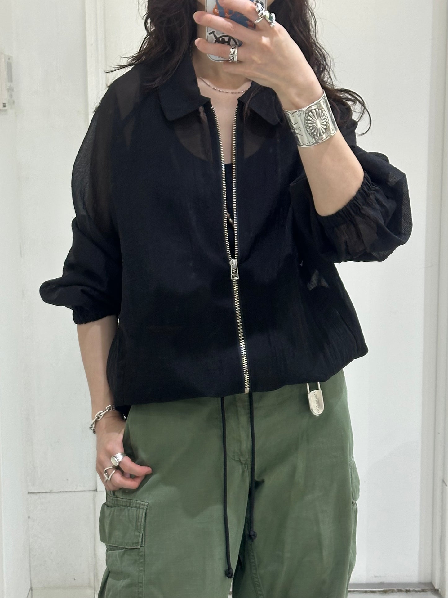 HOWIE Sheer Blouson (black)