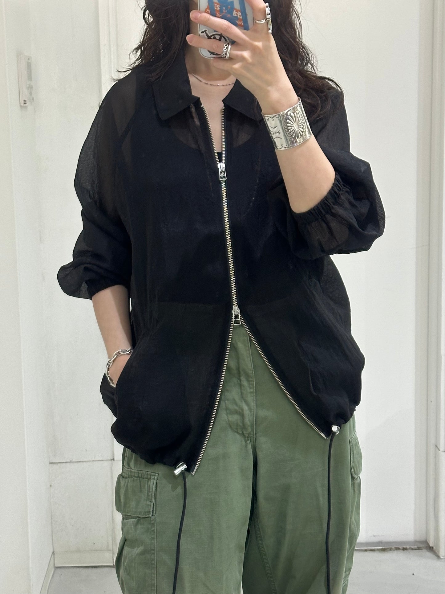 HOWIE Sheer Blouson (black)