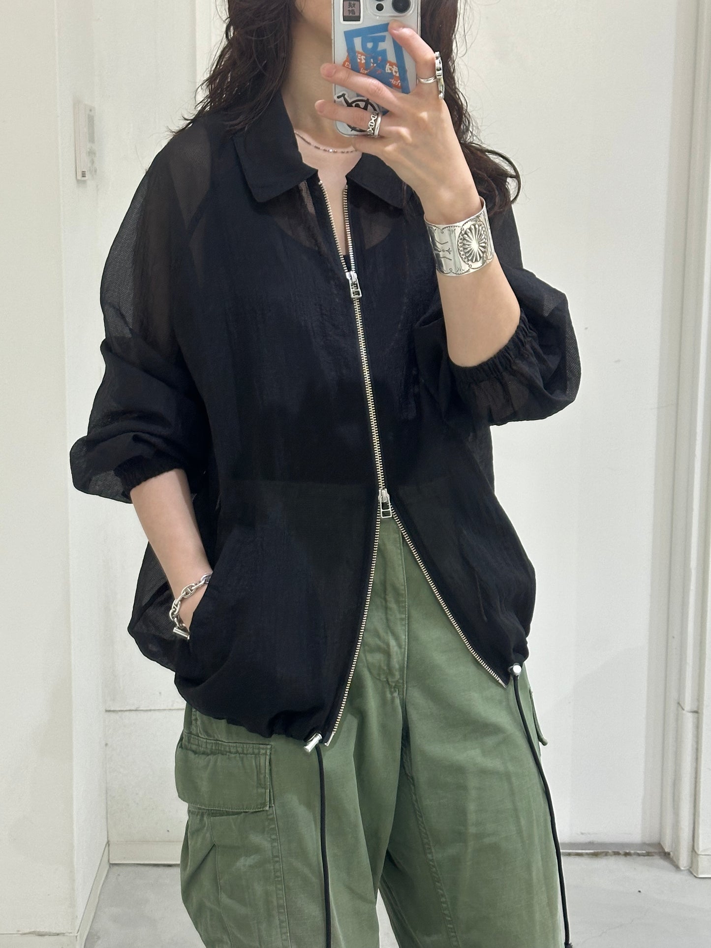 HOWIE Sheer Blouson (black)