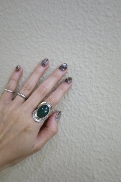 81 / silver 925 Green Jasper ring