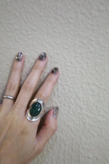 81 / silver 925 Green Jasper ring