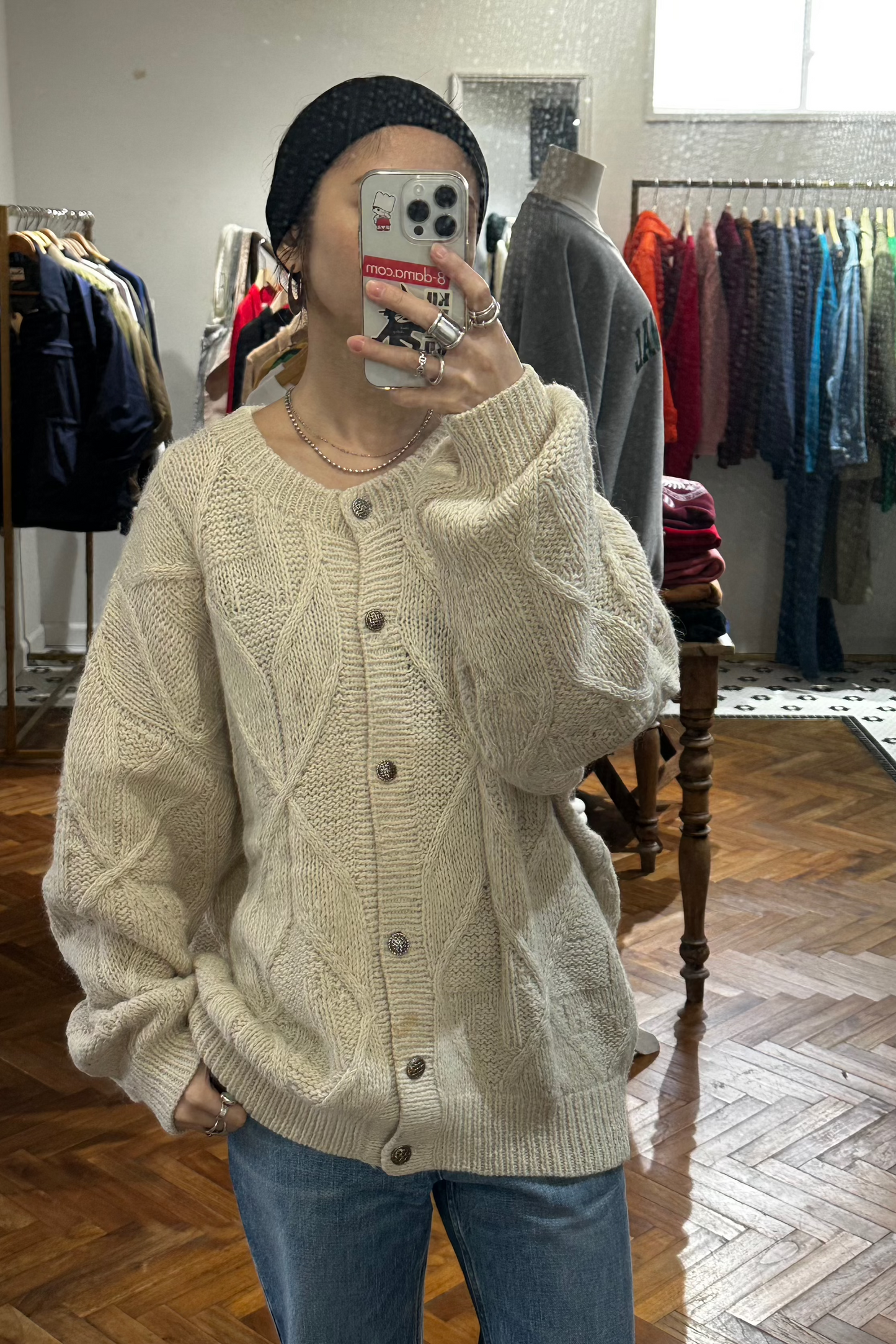 E4 / 1980's Handicraft cable cardigan