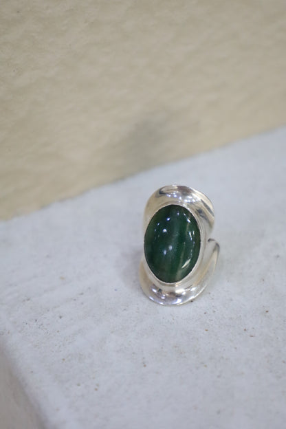 81 / silver 925 Green Jasper ring
