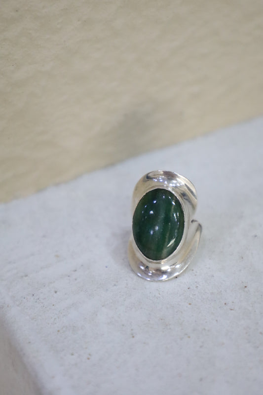 81 / silver 925 Green Jasper ring