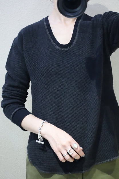 HOWIE black overdye thermal long Sleeve (Overdyed Blue to Black)