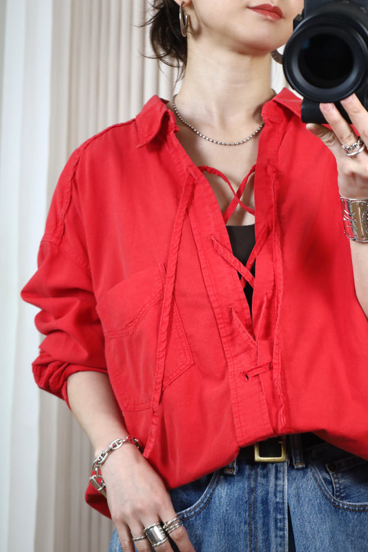 Z495 / 1990's OLD GAP remake lace up shirt