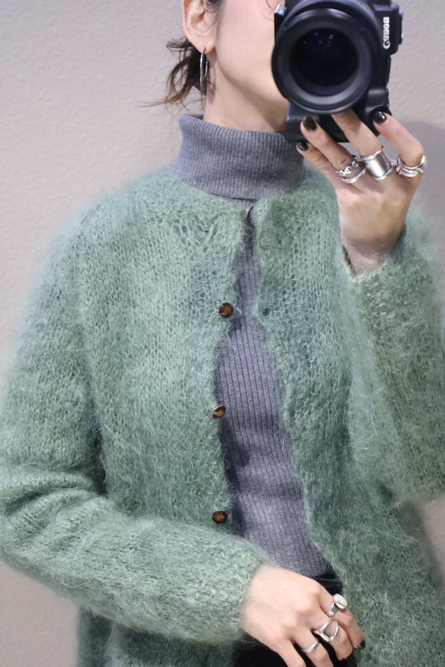 A1003 / UNKNOWN mohair fabric long cardigan