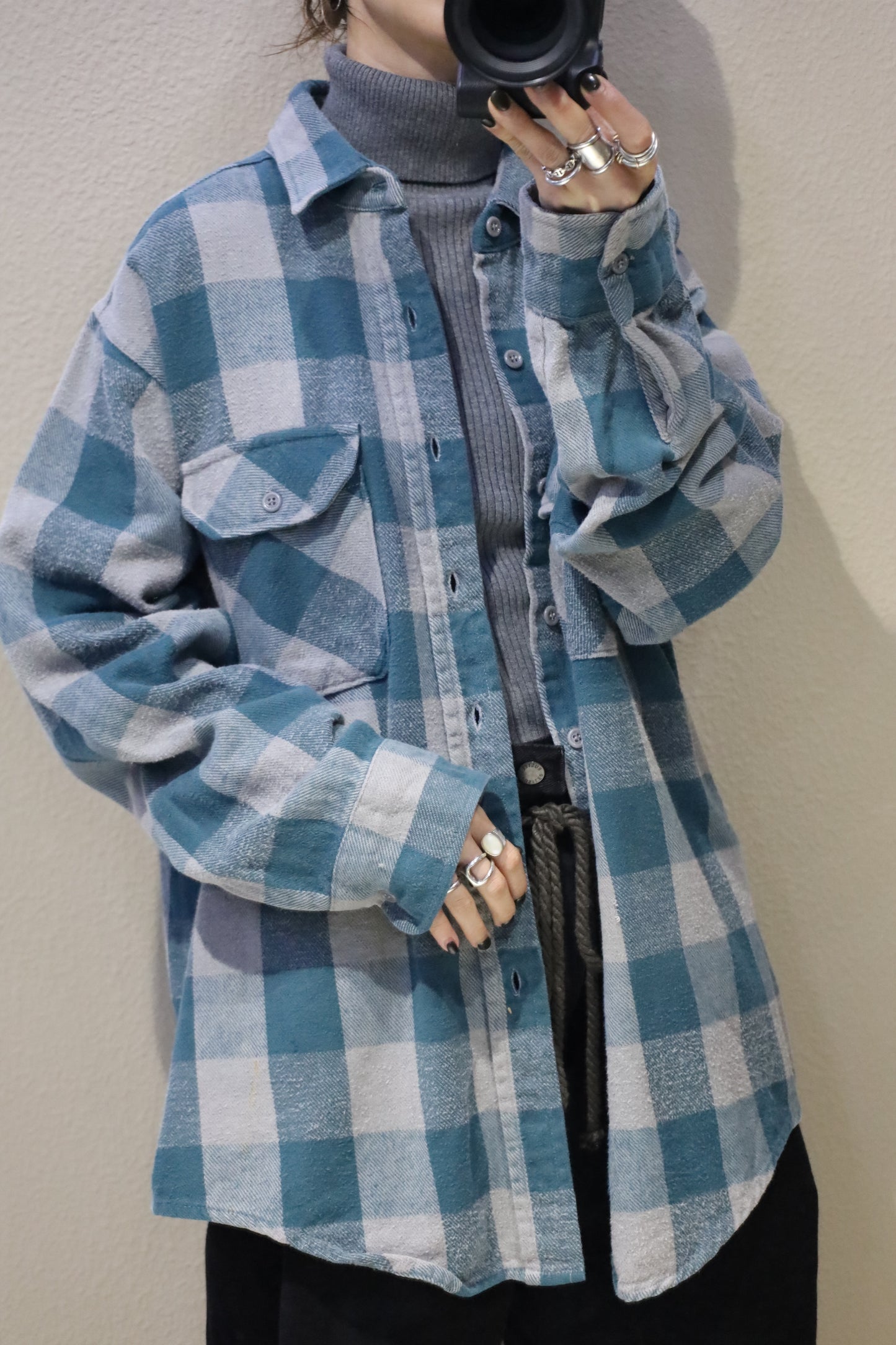 755 / 1990's UNKNOWN block check shirt