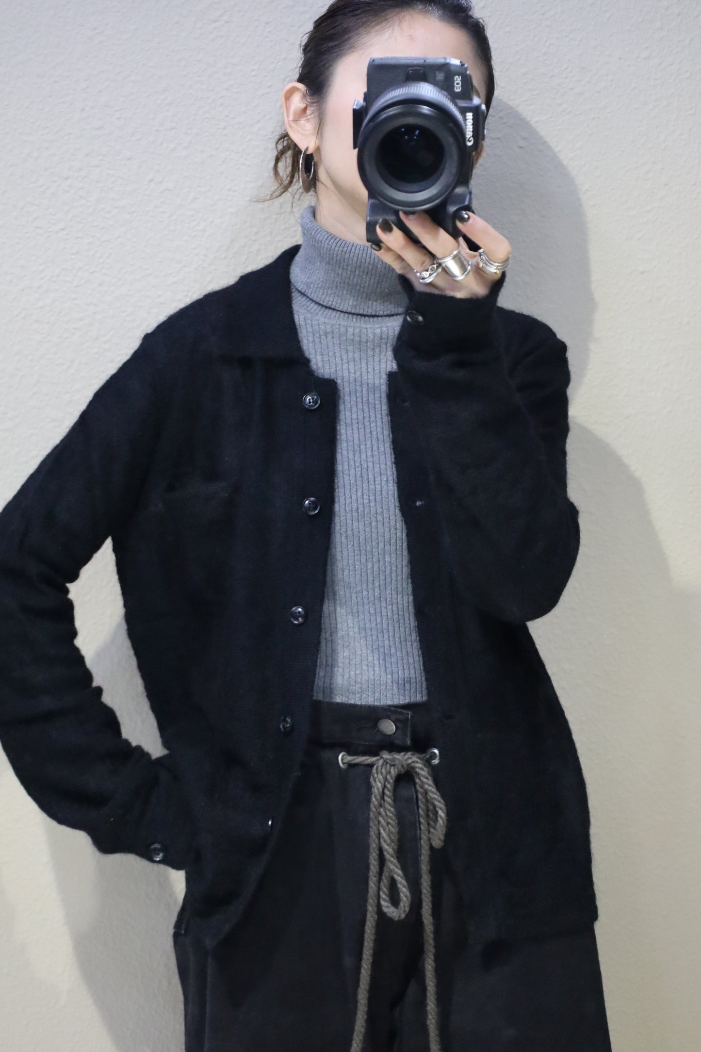 HOWIE polo knit cardigan (black)