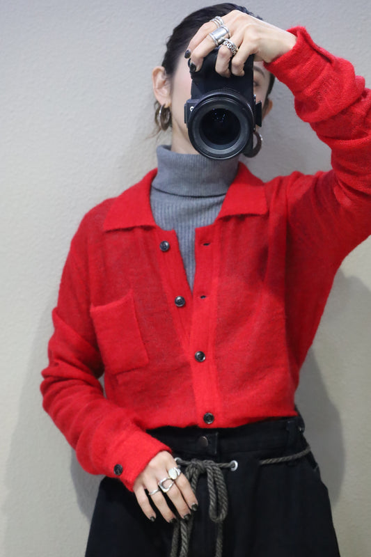 HOWIE polo knit cardigan (red)