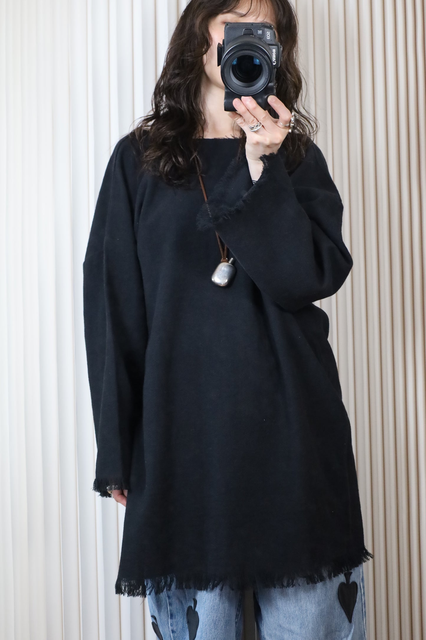 【4/22発送予定】HOWIE 2way Fringe Top (black)