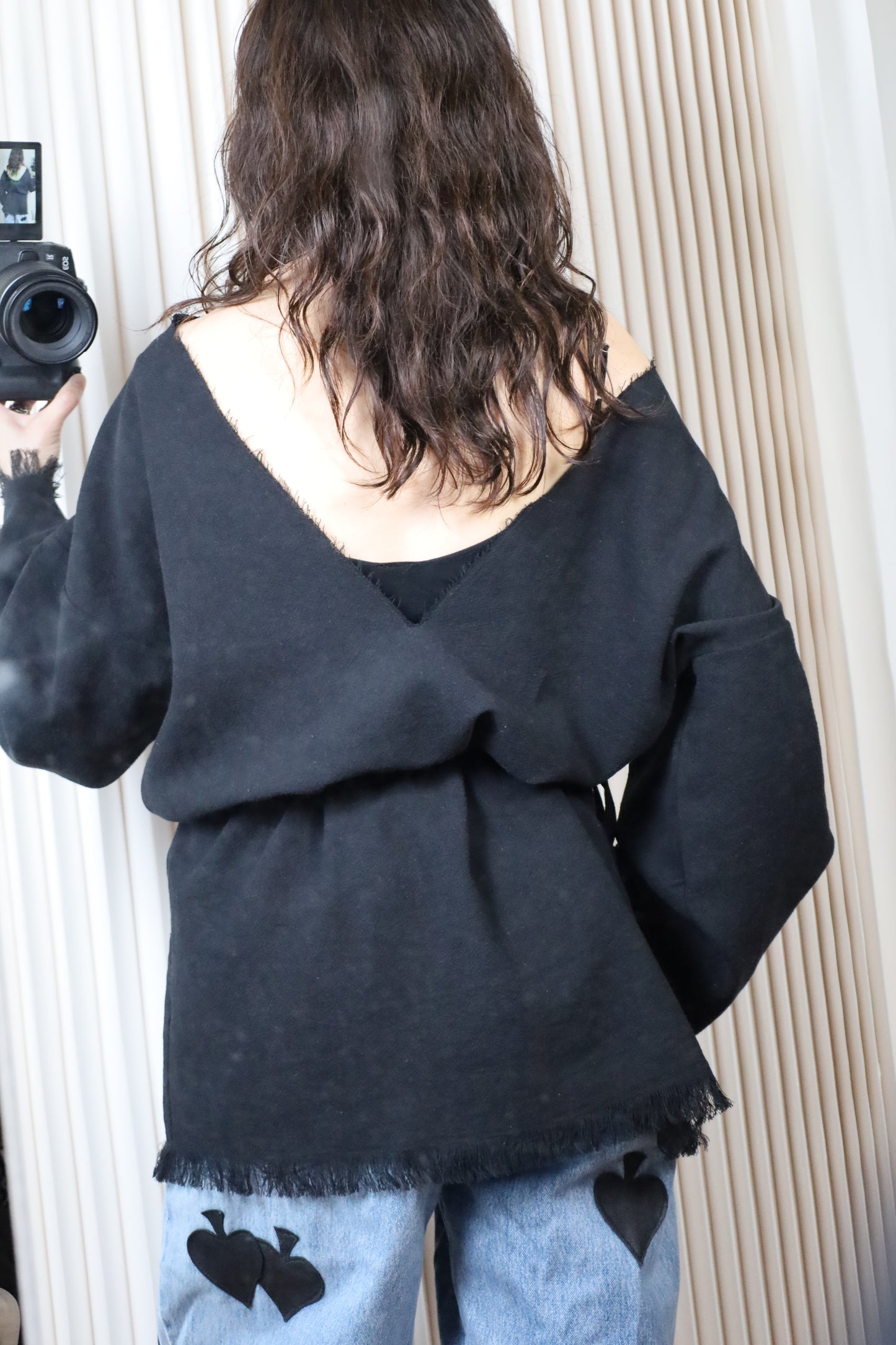 【4/22発送予定】HOWIE 2way Fringe Top (black)