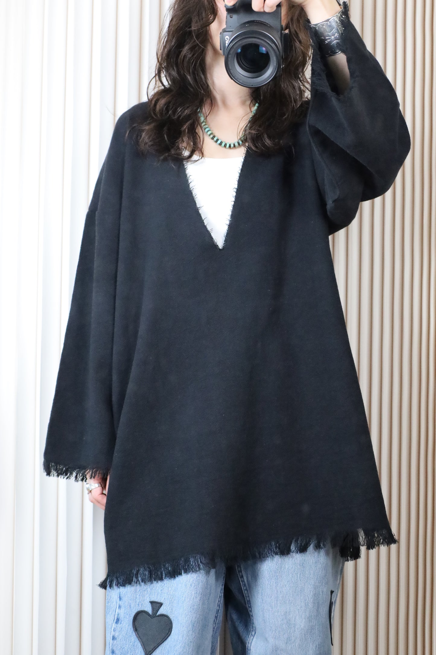 【4/22発送予定】HOWIE 2way Fringe Top (black)