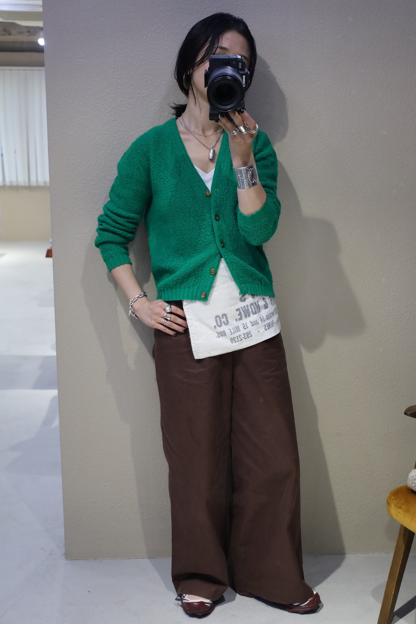 694 / 1960's Vintage ACRYL fabric cardigan