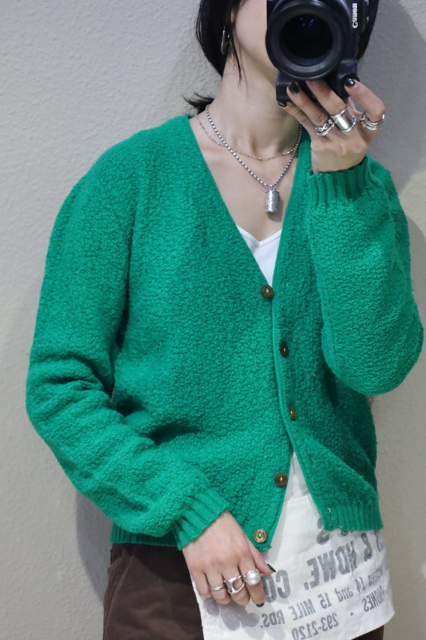 694 / 1960's Vintage ACRYL fabric cardigan