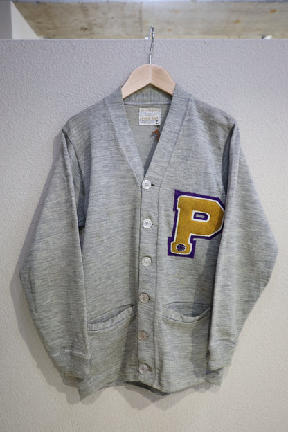 A1014 / 1950's Vintage spauldinc Sand-knit Lettered cardigan