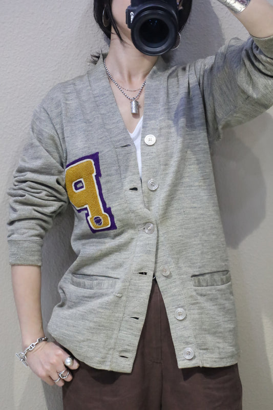 A1014 / 1950's Vintage spauldinc Sand-knit Lettered cardigan