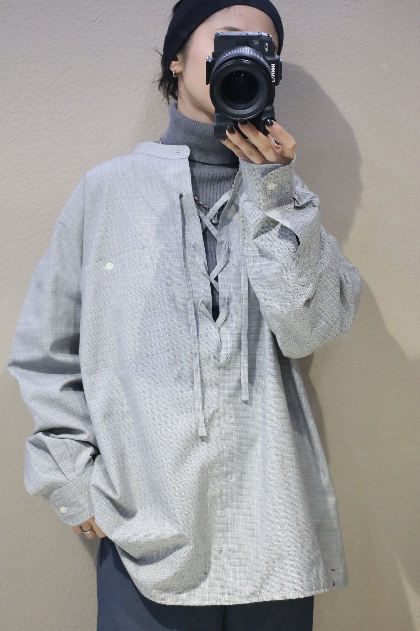 681 / early 2000's MONTE CARLO remake laceup Shirt