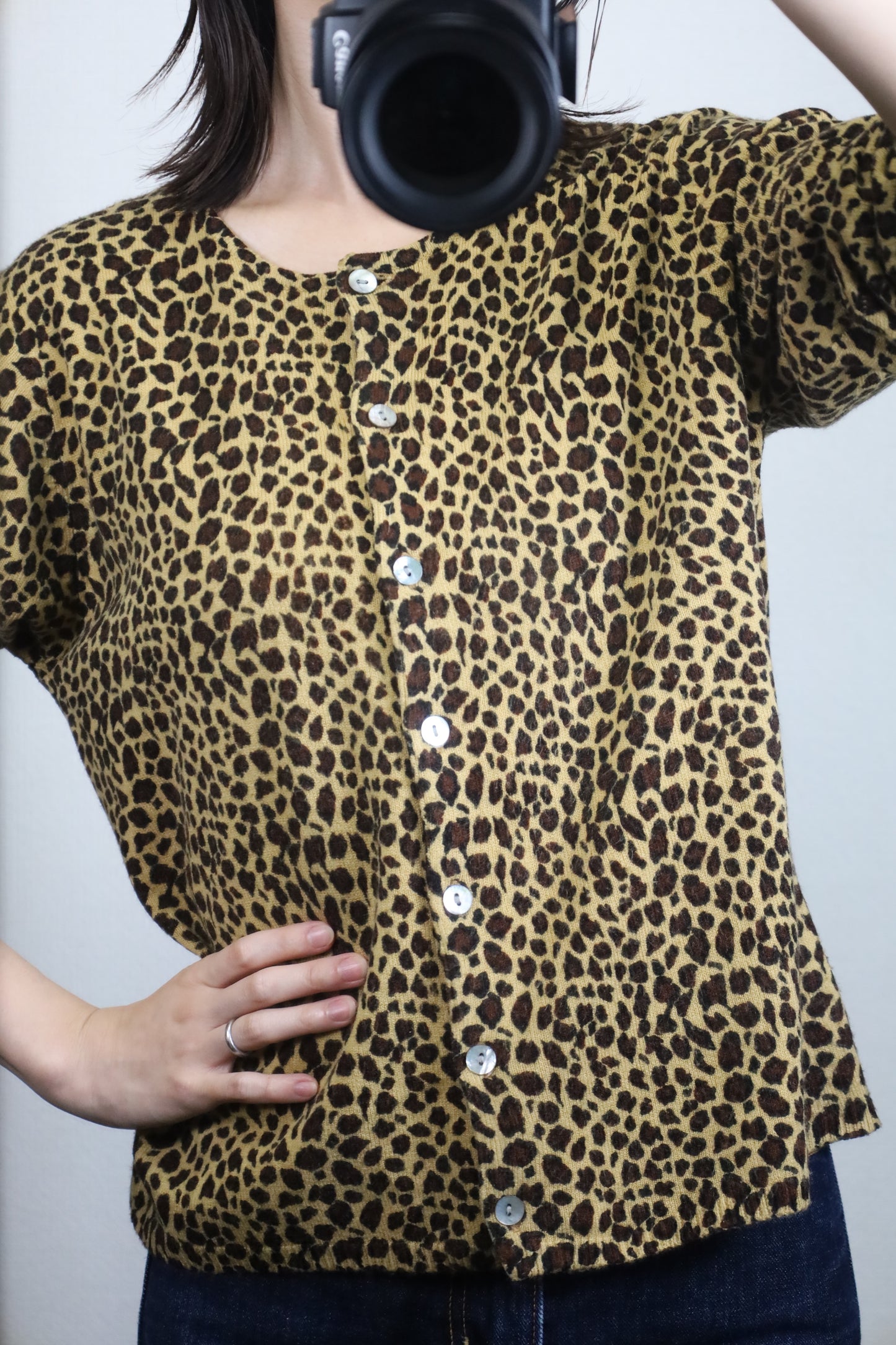 A427 / SML Design Leopard pattern Crewneck Cardigan