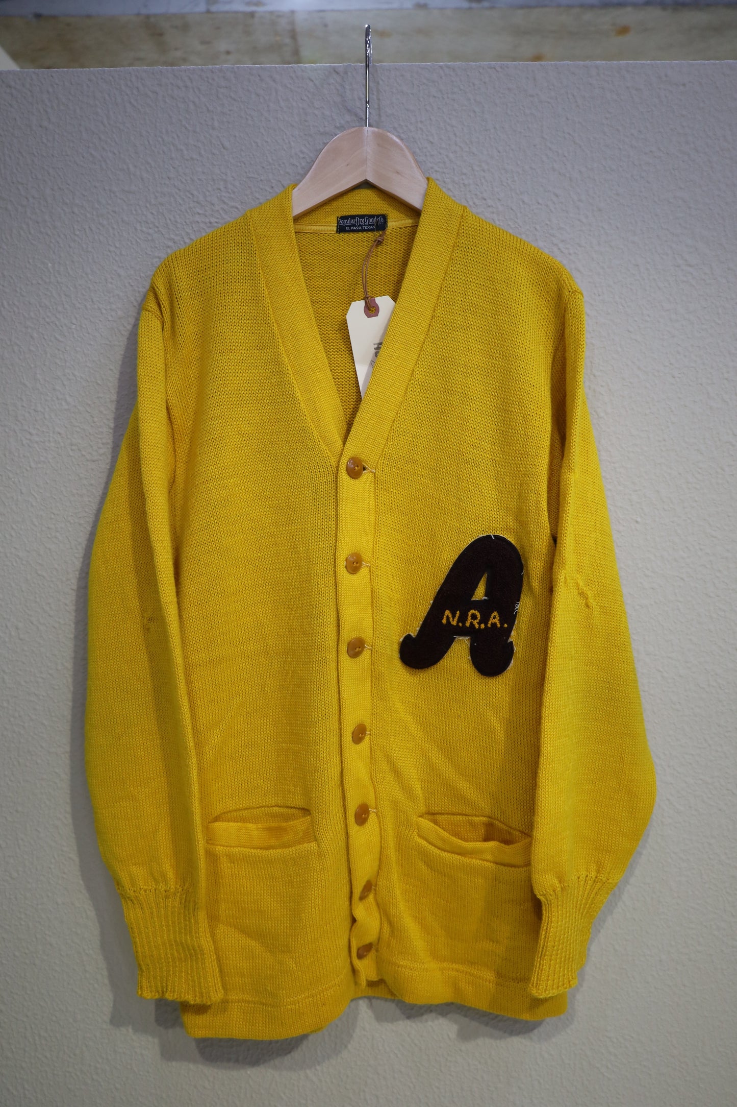 A1006 / 1950's Popular Day Goods co lettered cardigan