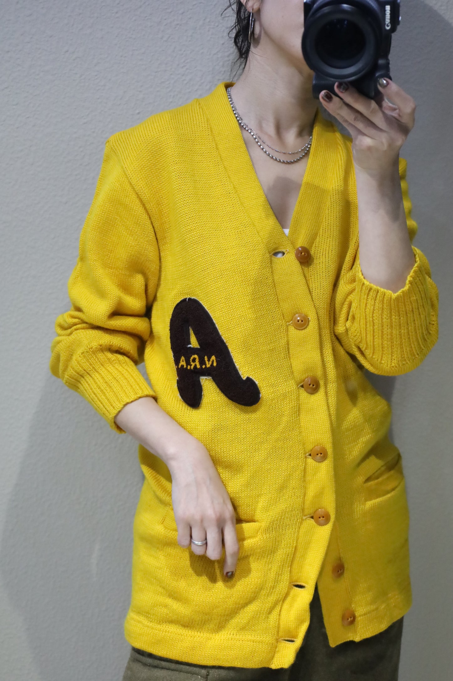 A1006 / 1950's Popular Day Goods co lettered cardigan