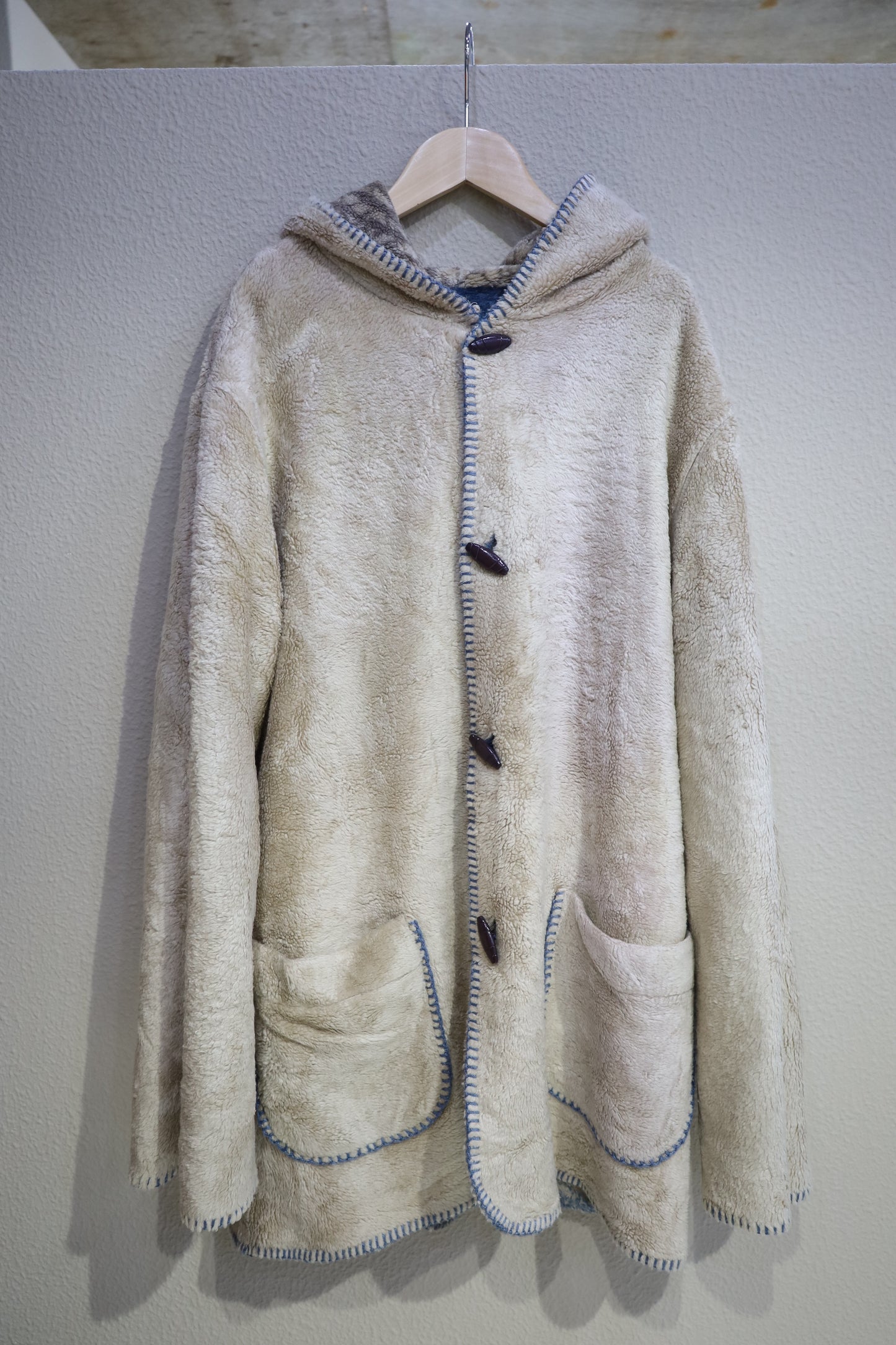 F46 / 1980's OLD UNKNOWN Reversible Fooded Coat