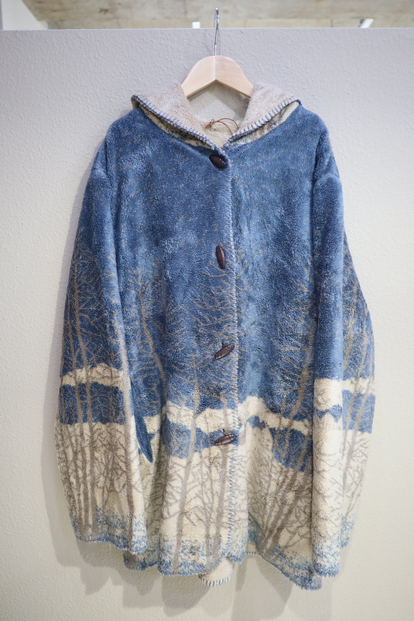 F46 / 1980's OLD UNKNOWN Reversible Fooded Coat