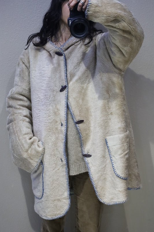 F46 / 1980's OLD UNKNOWN Reversible Fooded Coat