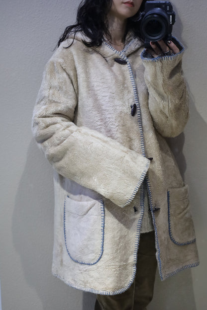 F46 / 1980's OLD UNKNOWN Reversible Fooded Coat