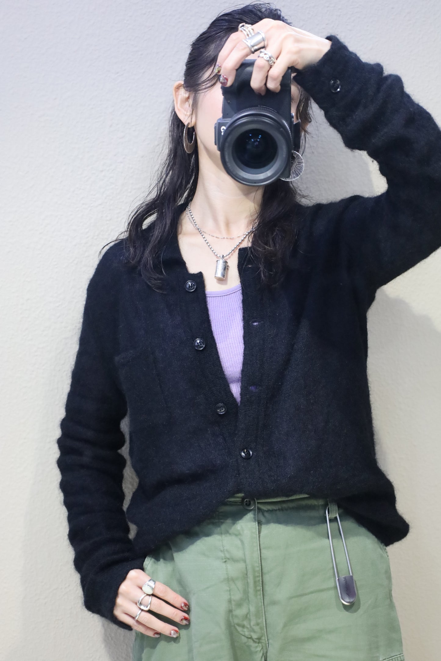 HOWIE polo knit cardigan (black)