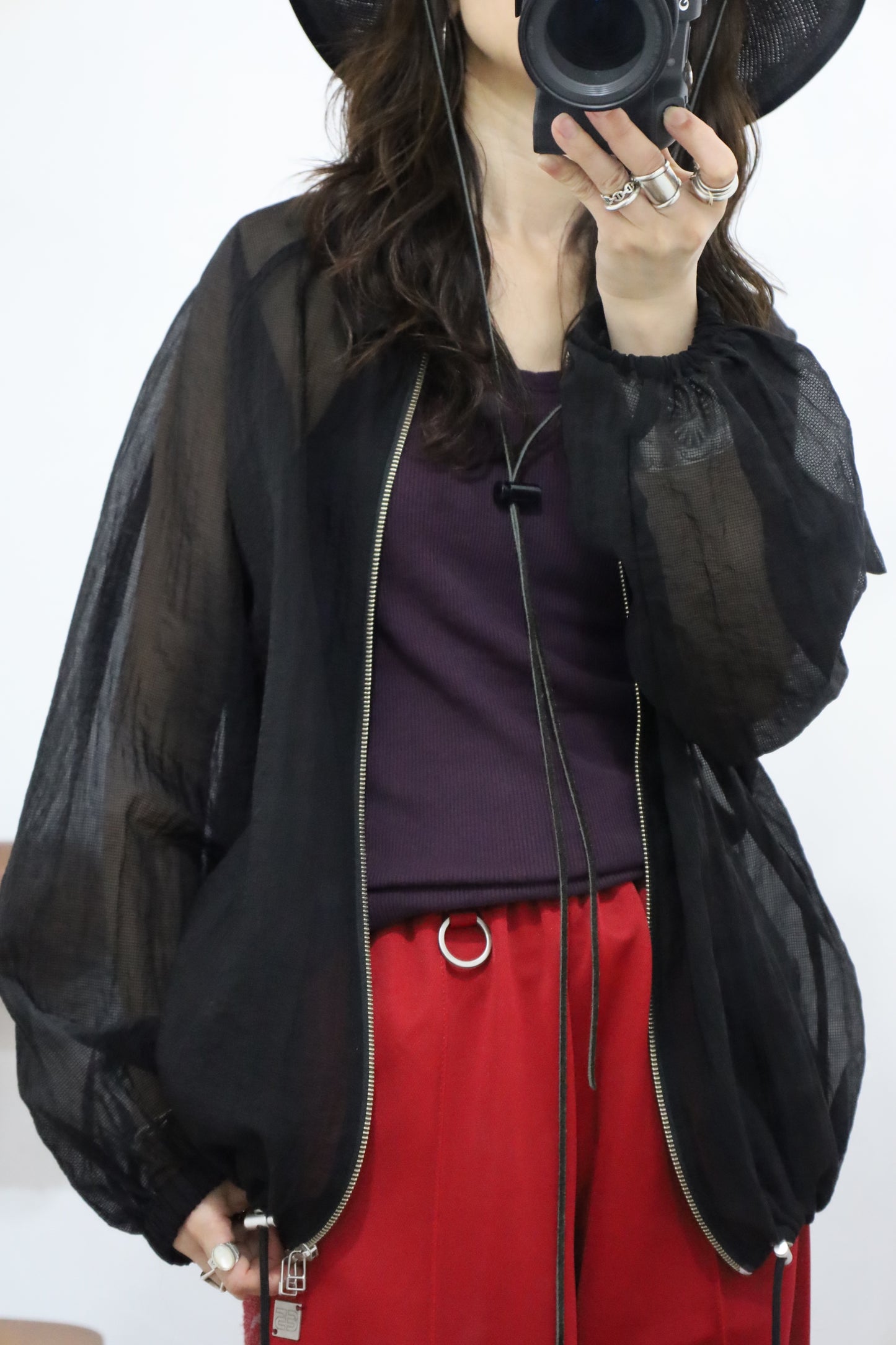 HOWIE Sheer Blouson (black)