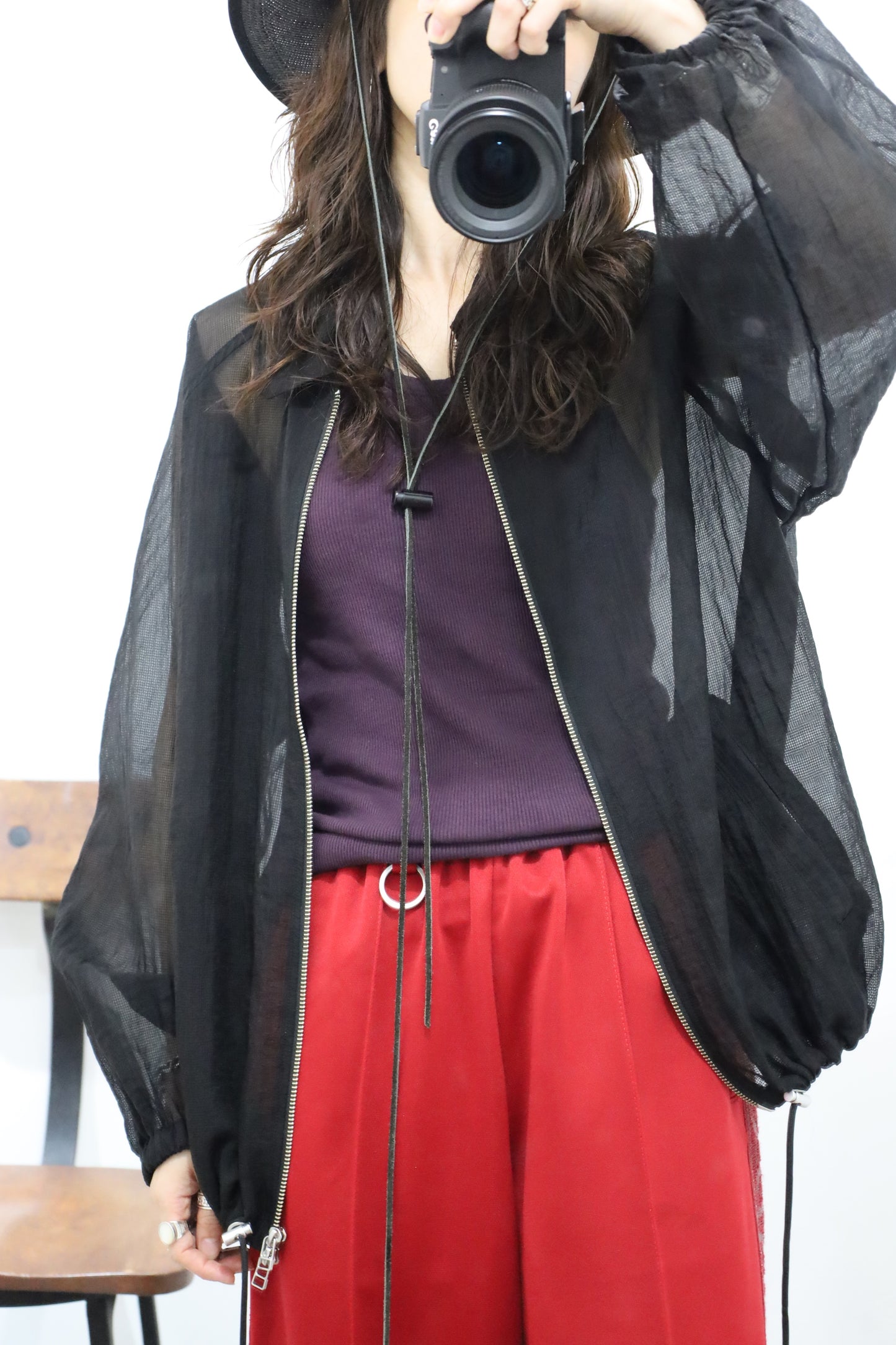 HOWIE Sheer Blouson (black)