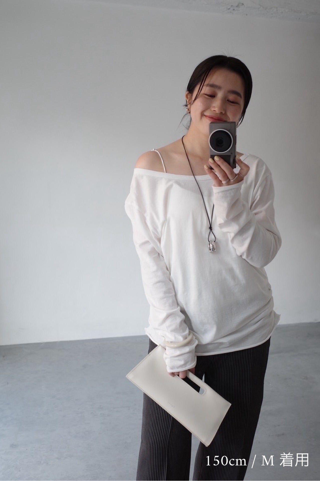 2WAY Neck Long Tee (white)