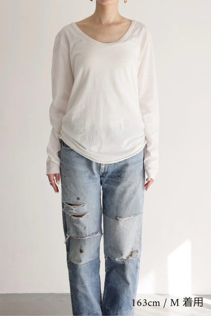 2WAY Neck Long Tee (white)