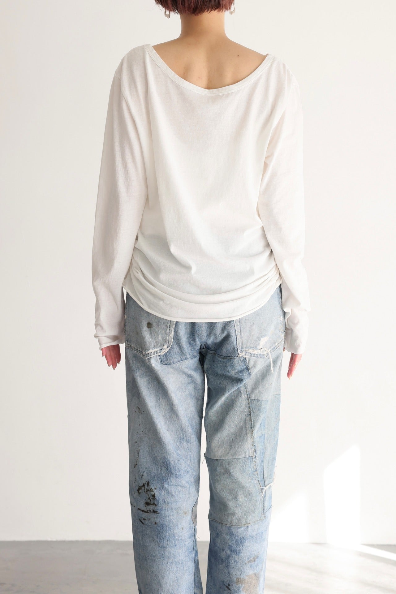 2WAY Neck Long Tee (white)